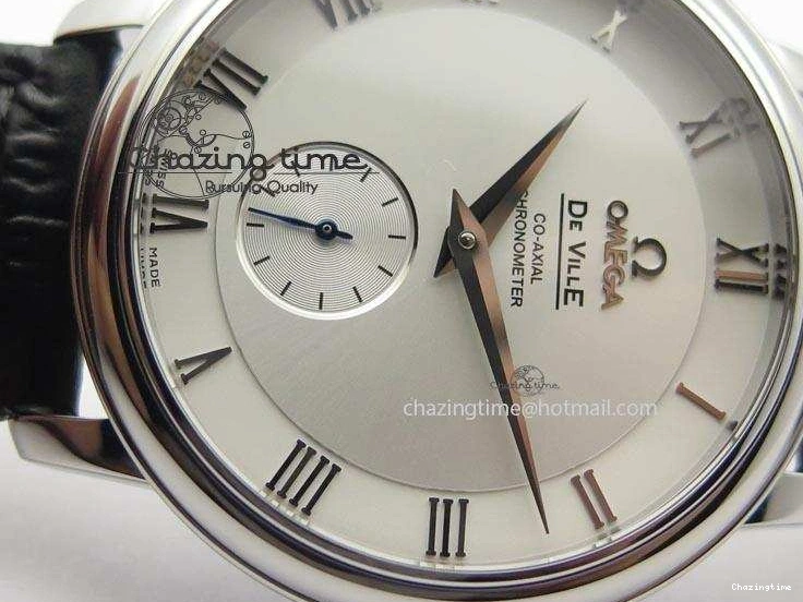 0814 De Ville MK 1:1 Best Edition SS White Dial On Black Leather Asian Seagull T1701 (Sec@6) Sporty 8244